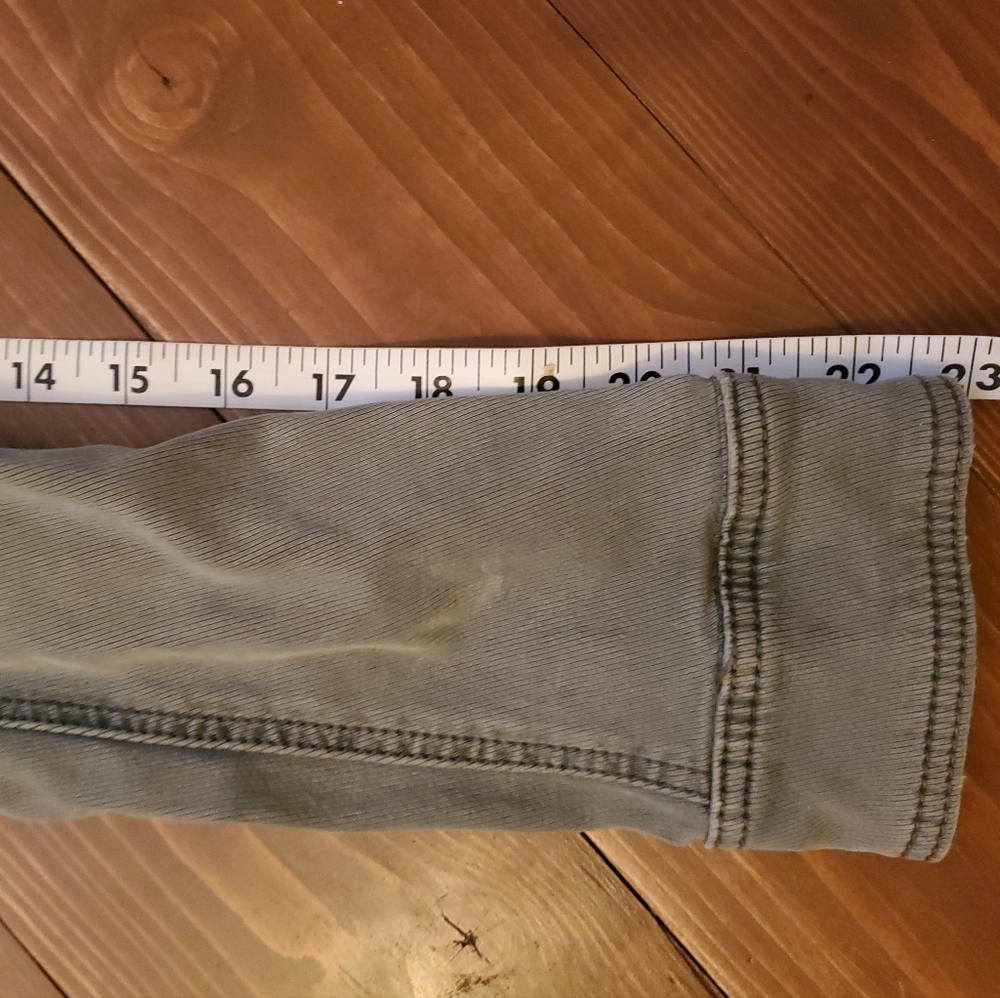 Anthropologie Green Fatigue Asymmetric Zip Button Lined Jacket w/ Pockets Small - Picture 7 of 15
